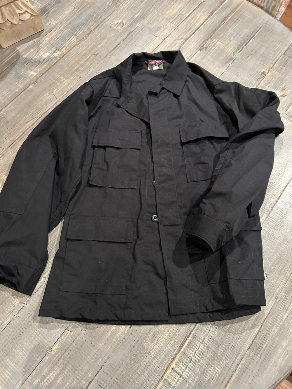 Men's Black Military Field Jacket with Utility Pockets